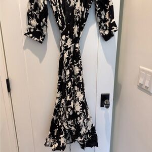 Johanna Ortix x H&M Black and White Floral Maxi Wrap Dress